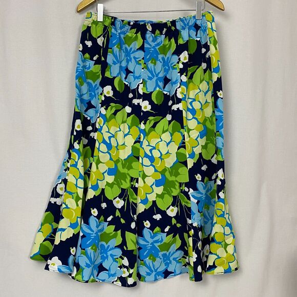 Vintage Southern Lady Long Skirt Women Large Floral Maxi Cottagecore Modest Blue - Picture 3 of 9